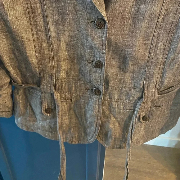JM Collection Taupe Linen Blazer 12 - Picture 3 of 5